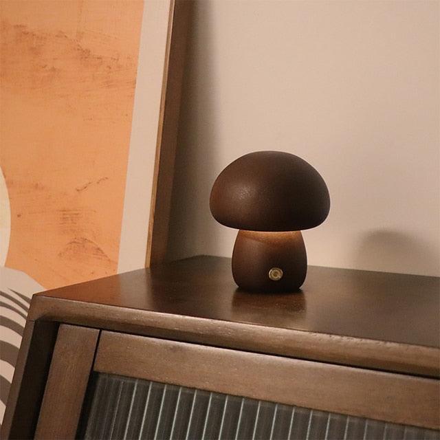 Wooden Vintage Mushroom Table Lamp - BLISOME