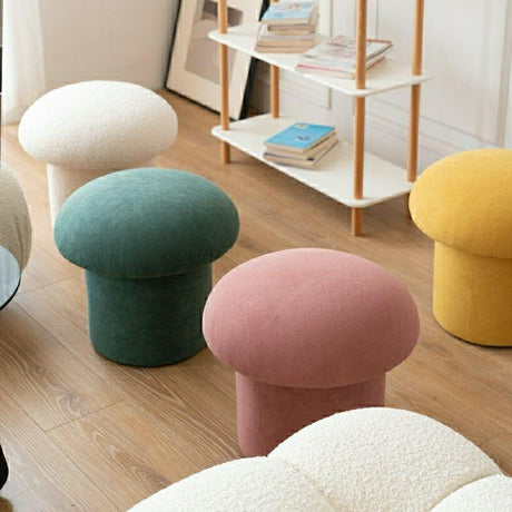 Mushroom Sherpa Ottoman – Cozy & Playful Footstool 