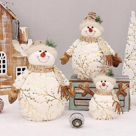 Noel Golden Snowman Plush – Festive Shelf Deco